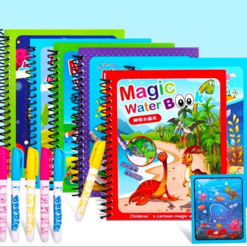 MAGIC WATER BOOK Buku Mewarnai Ajaib Dengan Spidol Air / Buku Gambar Ajaib F1000