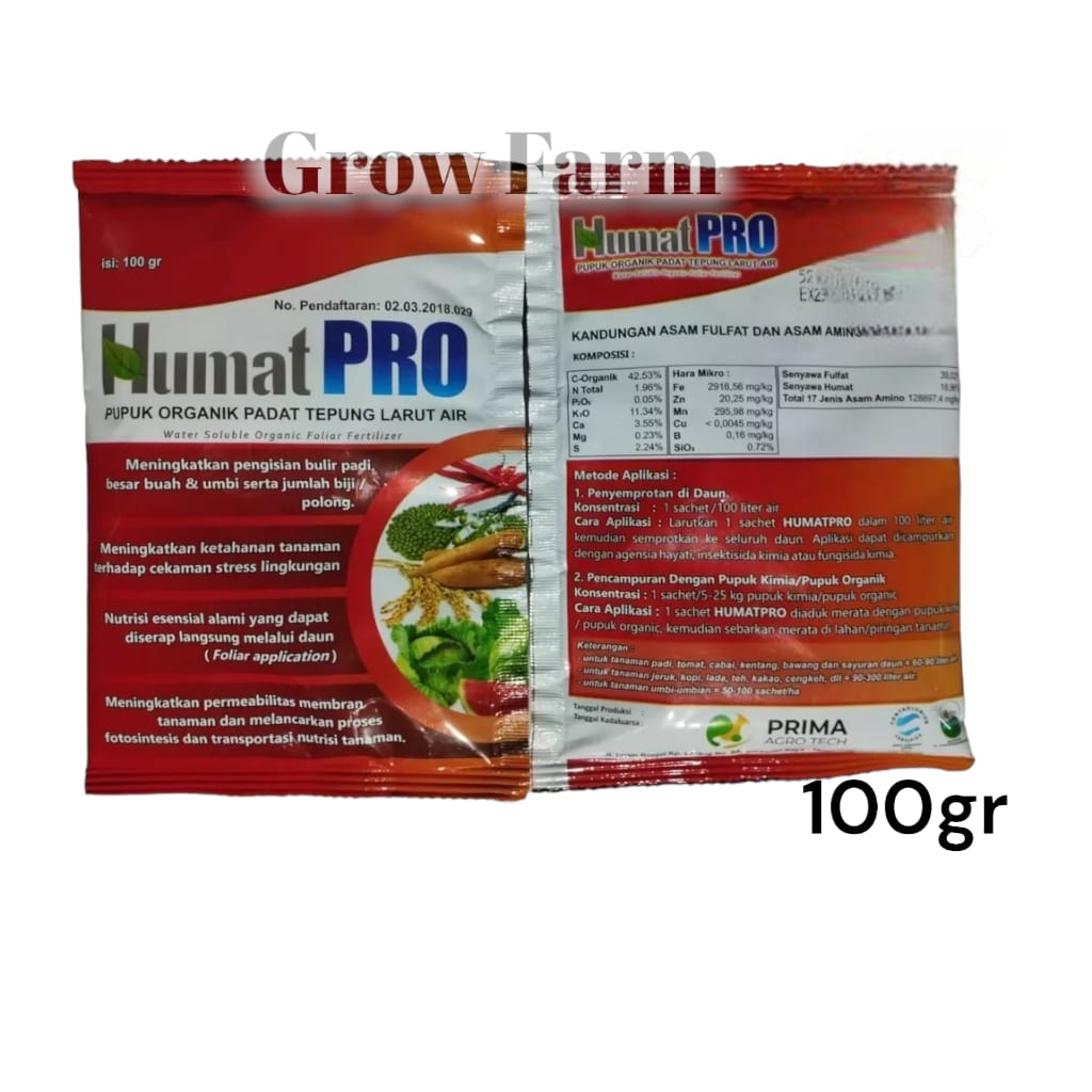 Pupuk Organik Humat Pro 100 Gram Mengandung Asam Fulfat Dan Asam Amino