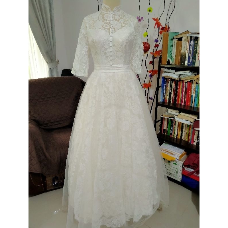 Gaun Pengantin Baru //wedding dress//Gaun putih pengantin berlengan