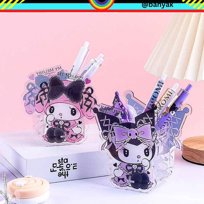 TEMPAT PULPEN ACRILIC KUROMI MY MELODY SANRIO DIY PUZZLE PEN HOLDER CUTE CREATIVE STORAGE BOX  @banyak