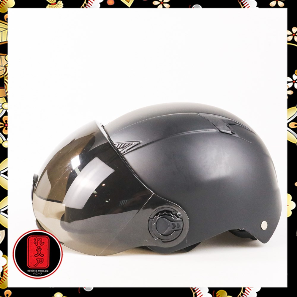 TaffSPORT Helm Sepeda Skuter Elektrik Half Face Visor - 328 - Black