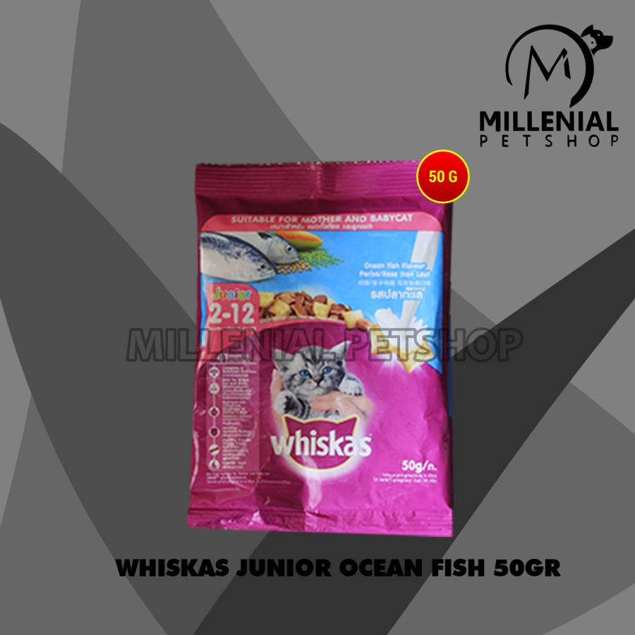 Makanan Anak Kucing Kitten Whiskas Junior Ocean Fish 50 Gram