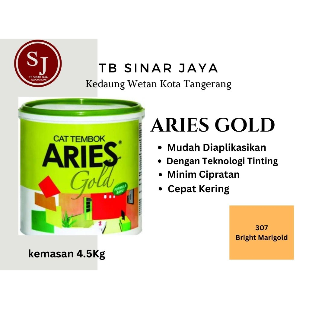 Aries Gold Galon 4.5Kg Cat Tembok Dinding Plafon Interior - 307 Bright Marigold