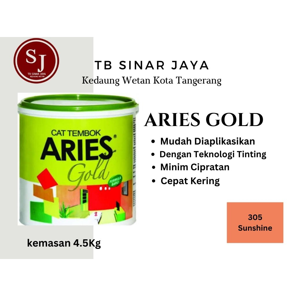 Aries Gold Galon 4.5kg Cat Tembok Dinding Plafon Interior - 305 Sunshine