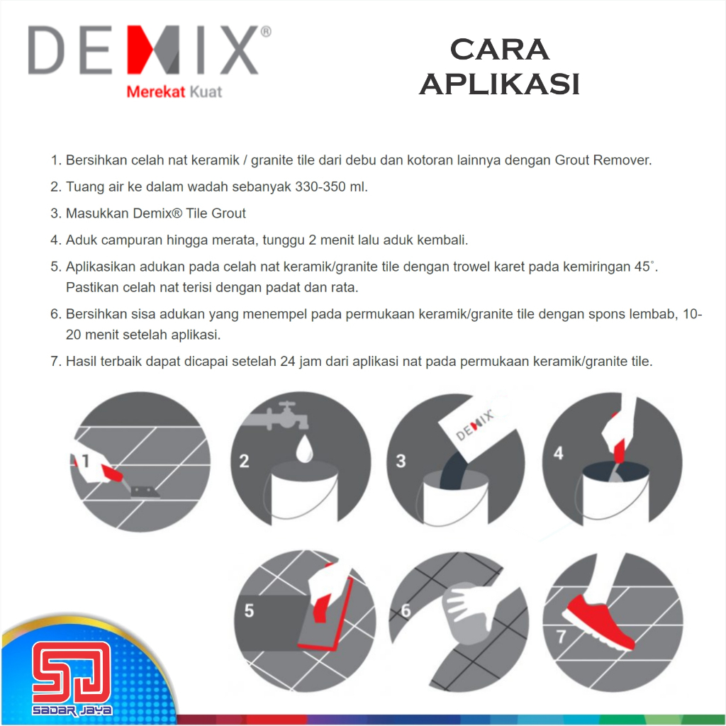 Semen Pengisi Nat Keramik &amp; Granit DEMIX DS Mortar Instan Tile Grout Basic