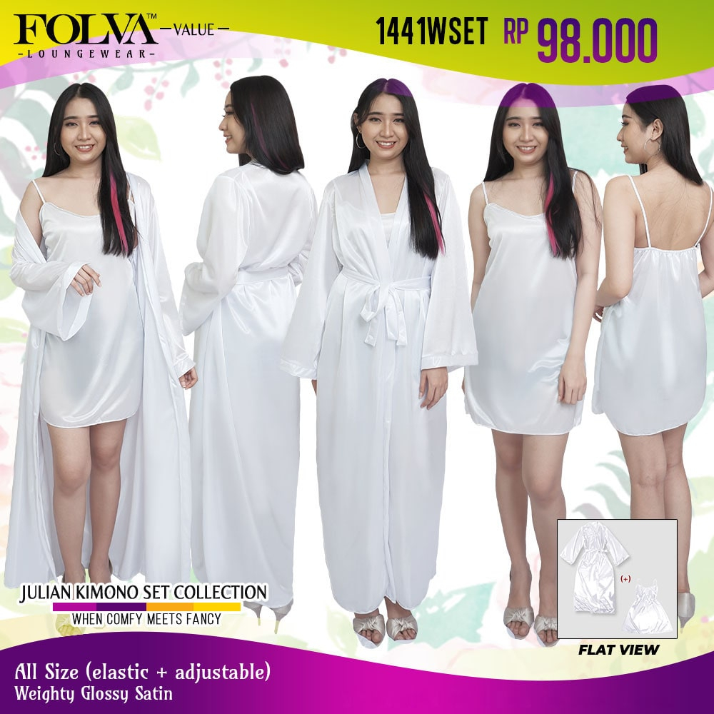 FOLVA bridesmaid kimono wedding inner tanktop satin 1441WSET putih all size