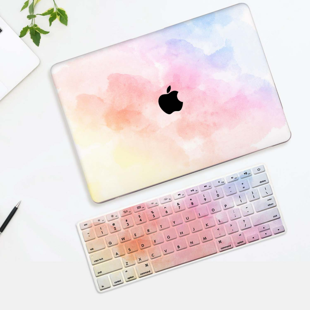 Case Casing Protective Pelindung Laptop Macbook Air Pro 13 M1 M2 2017 2018 2019 2020 2021 A1932 A2179 A2337 A1706 A1708 A1989 A2159 A2251 A2289 A2338 Gambar Abstrak Abstract Lukisan Marble Warna Orange Pink Pastel Kombinasi Motif Lucu Hardcase Murah