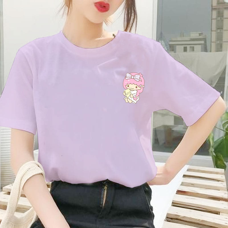 Baju Kaos Atasan Sanrio Uniqlo Twin Star Wanita Perempuan Abg Kekinian Oversize Lengan Pendek Jumbo