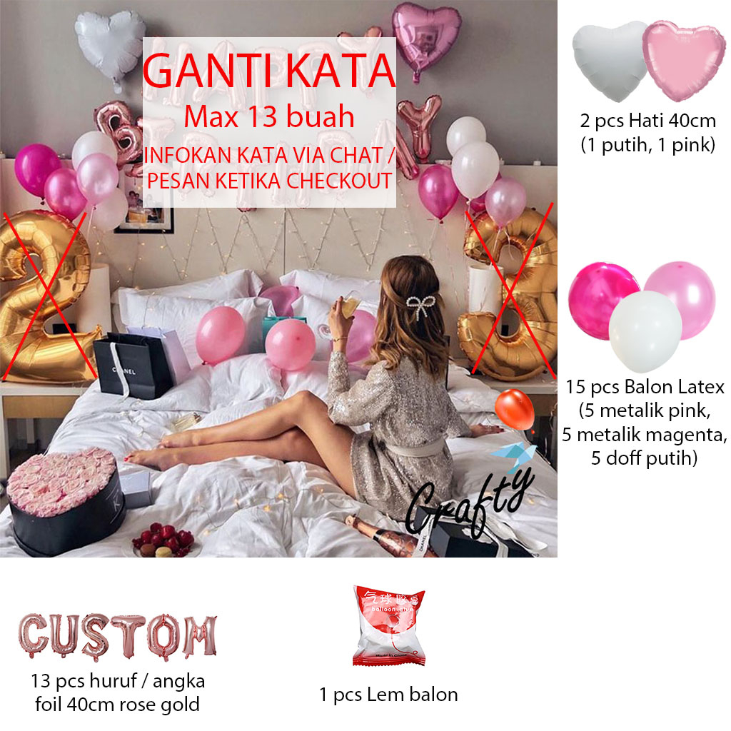 [PAKET] Dekorasi Balon SIMPLE ROSE BEDROOM GOLD Ulangtahun / Anniversary