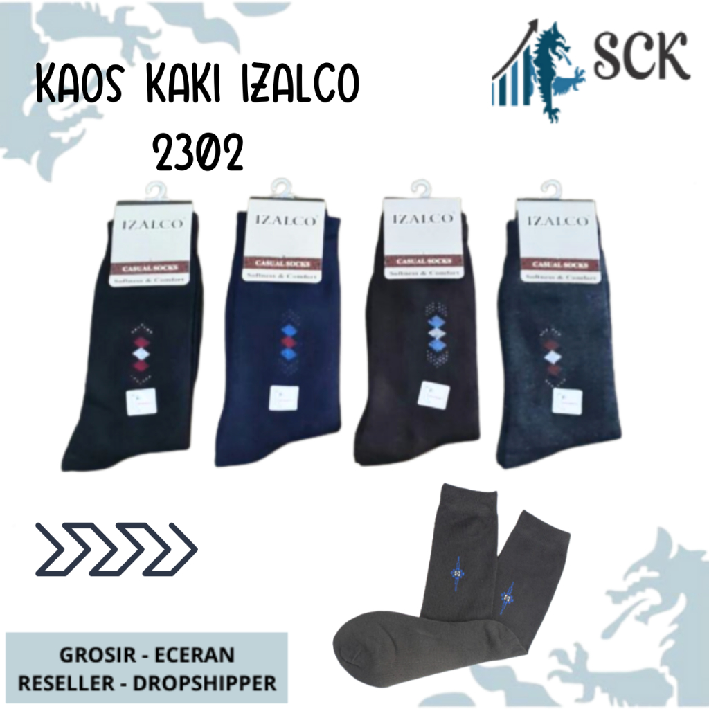 Kaos Kaki Pria IZALCO 2301 2302 2303 2304 Casual Sebetis / Pakaian Kantor - sckmenwear GROSIR