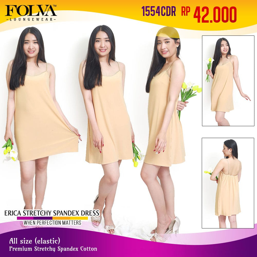 FOLVA Tanktop Dress Baju Tidur Wanita Spandex melar