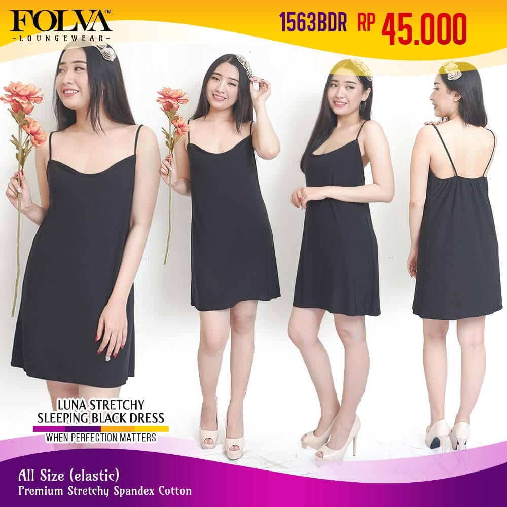 FOLVA Tanktop Dress Baju Tidur Wanita Spandex melar