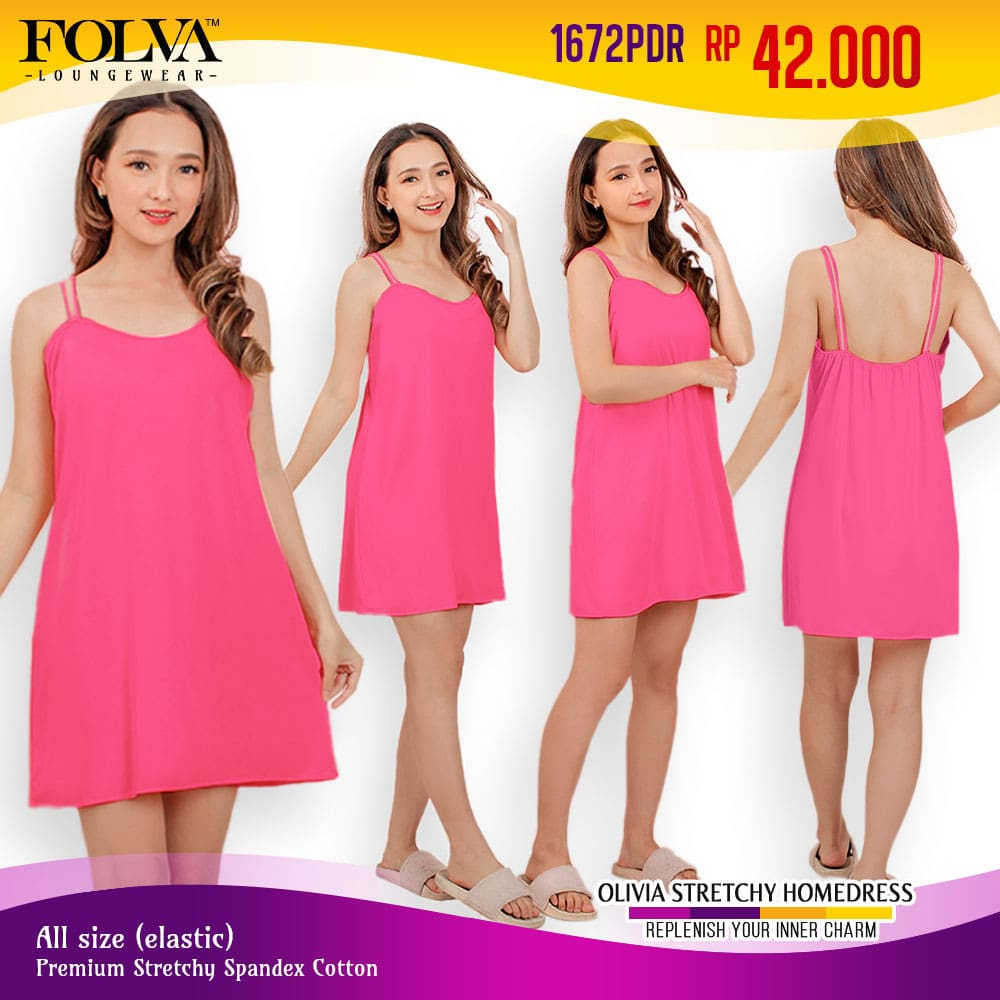 FOLVA Tanktop Dress Baju Tidur Wanita Spandex melar