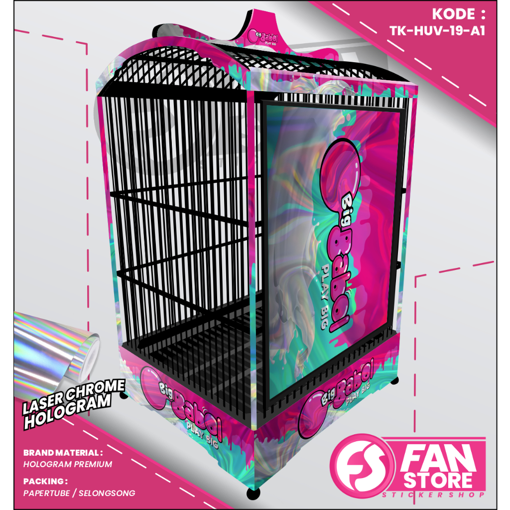 Stiker Decal SANGKAR KOTAK Sangkar EBOD JAYA Hologram UV Maxdecal