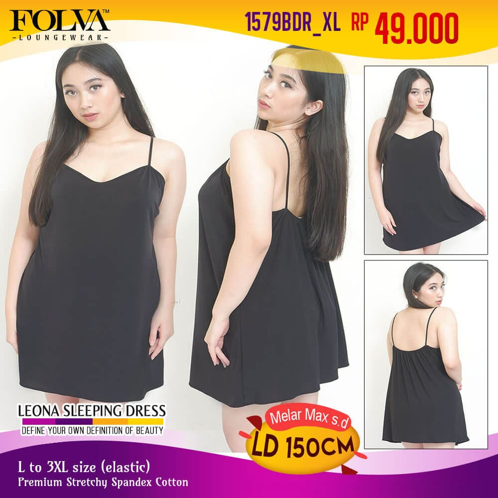 FOLVA Dress tanktop wanita baju tidur spandex XL big size jumbo