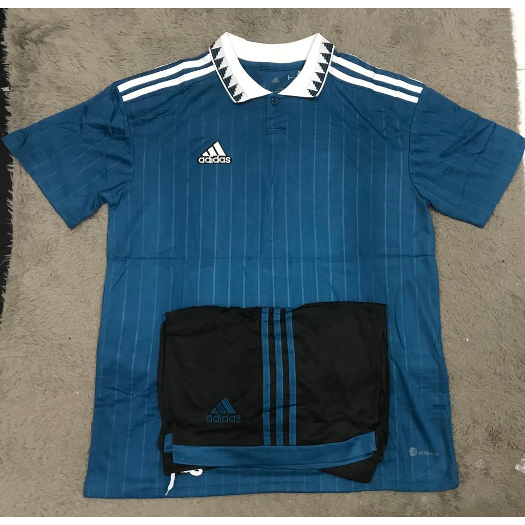 SETELAN BAJU FUTSAL SEPAK BOLA BIRU LIST PUTIH GARDE ORI IMPORT