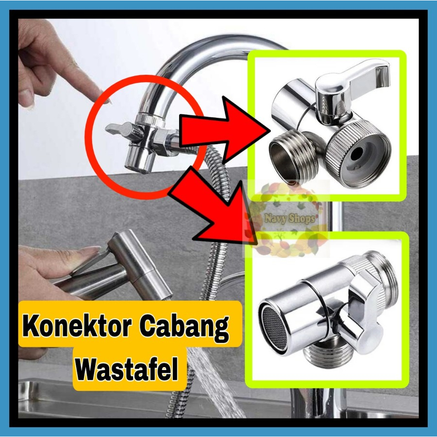 NA - Konektor Cabang Kran Wastafel Sambungan Spliter Diverter Valve KC3W