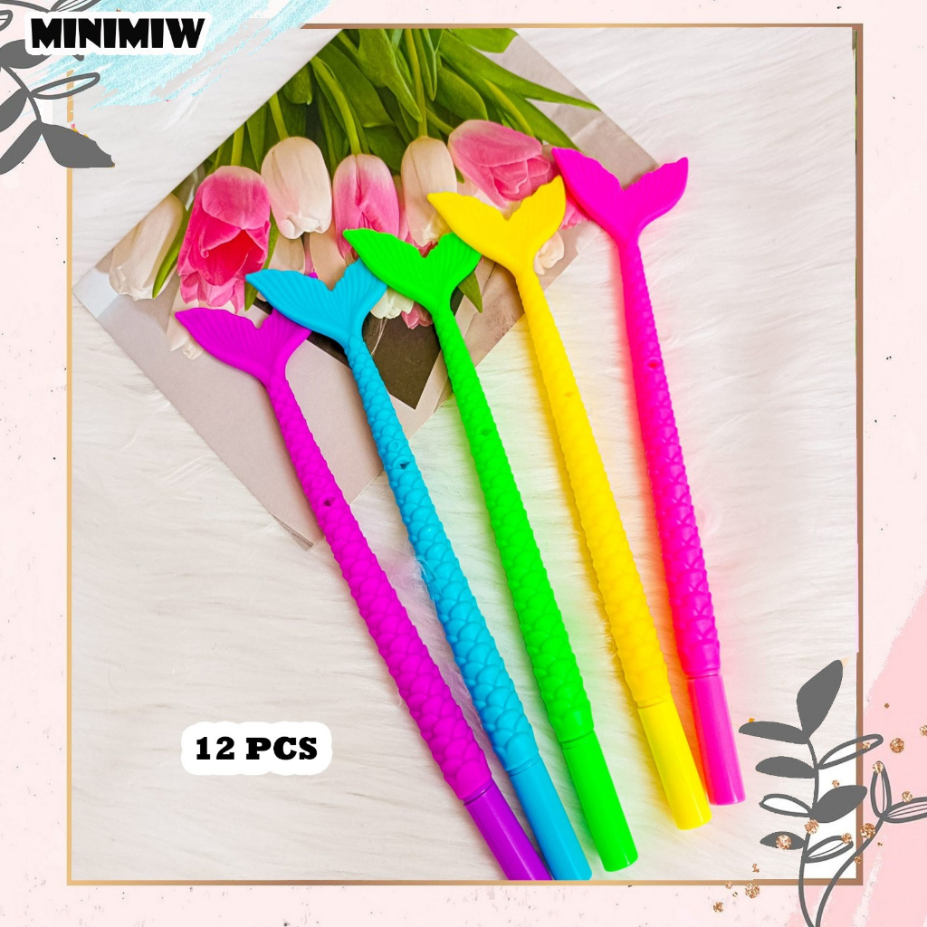 &quot;SELUSIN PEN EKOR IKAN DUYUNG ISI 12 PCS  MURAH MERMAID FULLBODY LUCU GEL PEN KARAKTER KUDA PONI PULPEN  PENA BOLPEN BY MINIMIW&quot;