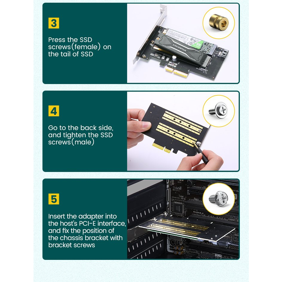 UGREEN M.2 Sata NVMe to PCI-E 3.0 X4 Expansion Card M-Key B-key