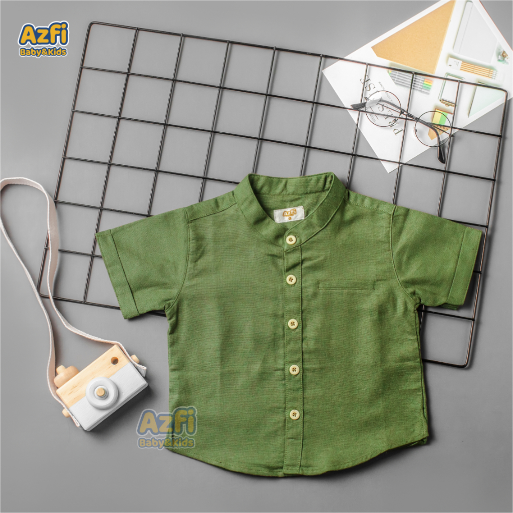 Atasan Kemeja Koko Anak Laki - Laki Polos Linen Premium Lengan Pendek Bayi 6 Bulan - 4 Tahun