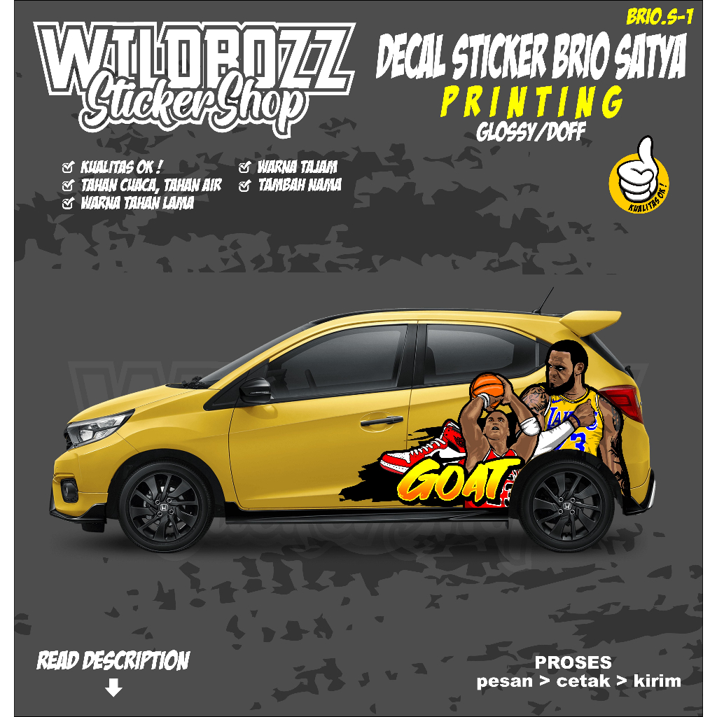 decal printing mobil honda BRIO SATYA (brio.s-1) -WILDBOZZ STICKER-