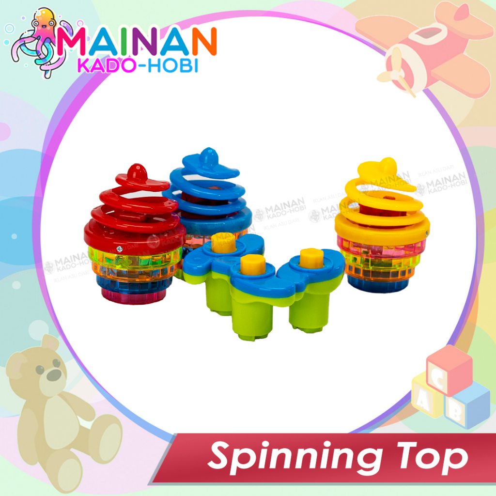 MAINAN SENSORIK ANAK PRESS SPINNING TOP GANGSING SPIRAL LAMPU MUSIK LED