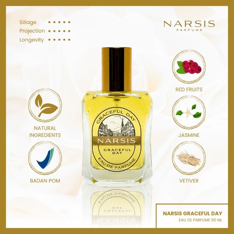 PROMO PARFUM NARSIS GRACEFUL DAY BELI 1 DAPAT 3 PCS PARFUM WANITA  KESUKAAN PRIA 30 ML