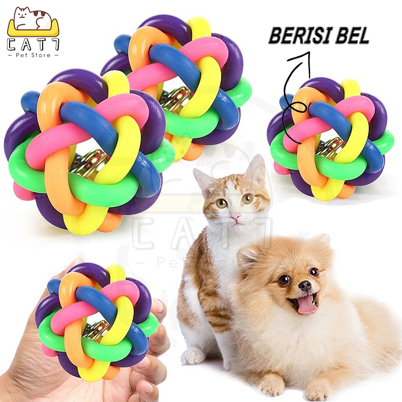 Mainan Kucing Bola Lonceng Bola Tujuh Warna Mainan Kucing Krincingan Steinless Mainan Kucing Cat Toys