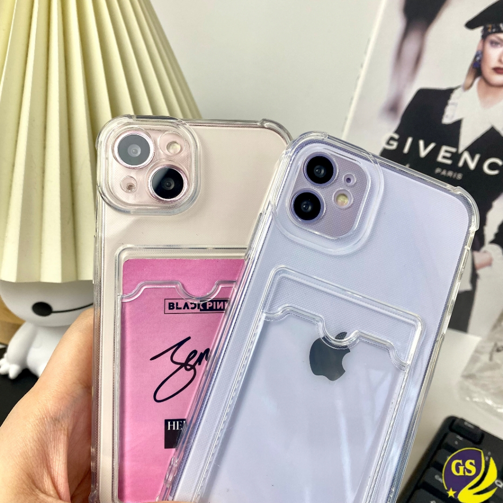 SOFT CASE TRANSPARANT CARD SLOT CARD HOLDER iPhone 6 6S 6G 6+ 6S+ 6G+ 7 8 SE 2020 7+ 8+ PLUS X XS MAX XR 11 12 13 14 PRO MAX PLUS MINI