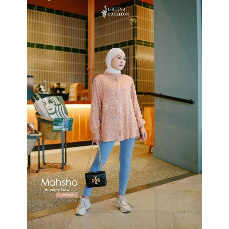 Mahsha blouse ghina fashion, baju atasan bahan rayon