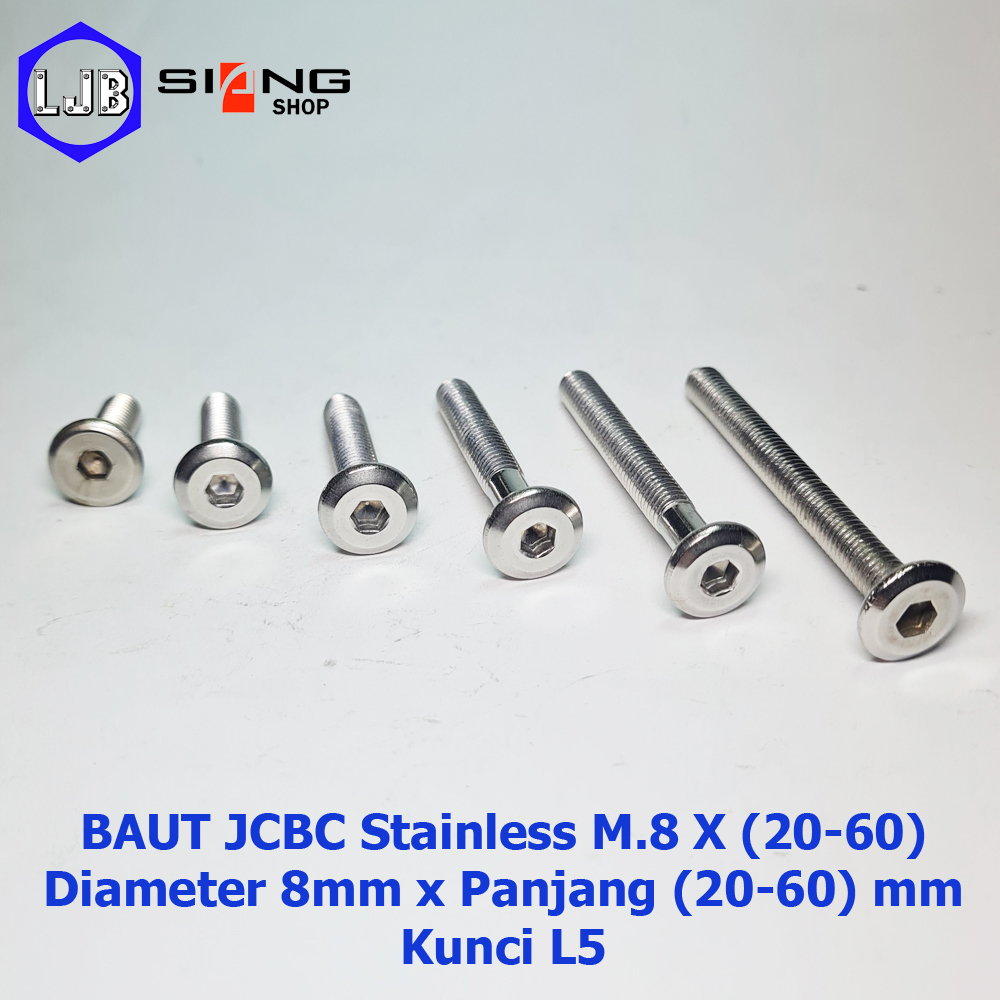 Baut JCBC Stainless M8 Panjang 20 x 60mm (Baut Speaker/Furniture)