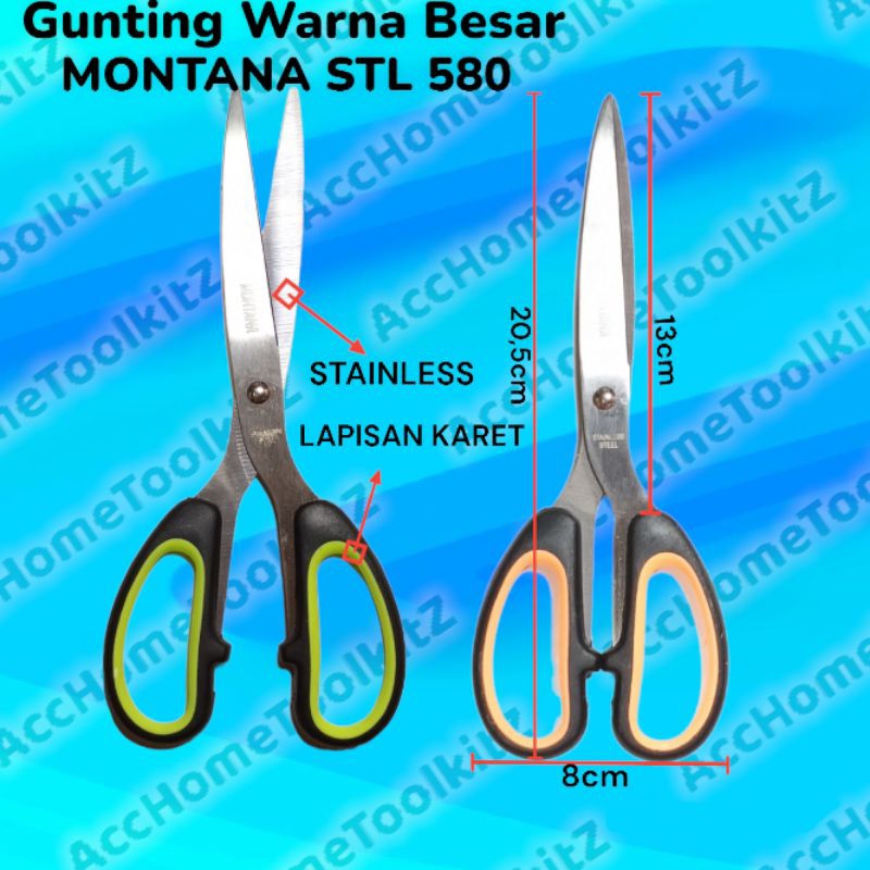 Gunting Kertas Sebaguna Scissors Original Gunting Warna Stainless Steel Renteng 12 pcs Ukuran Kecil GS-03 Sedang Tanggung 560 Besar 580 montana Jansen Rentengan 12pcs