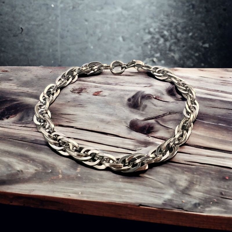 Gelang rantai pria titanium anti karat besi putih