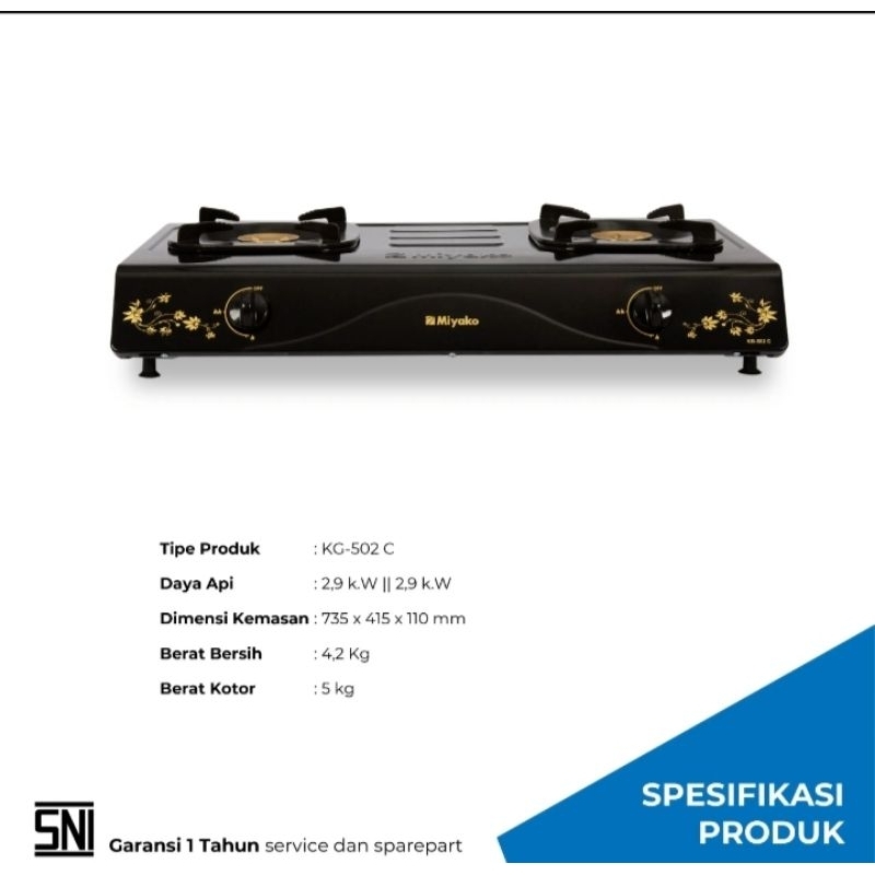 Kompor gas 2 tungku Miyako 502C