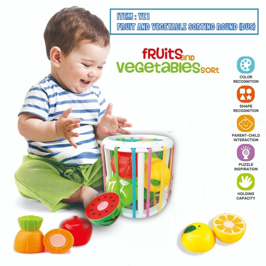 Mainan Edukasi Montessori Sorting Shape Box Cutting Fruit Vegetable