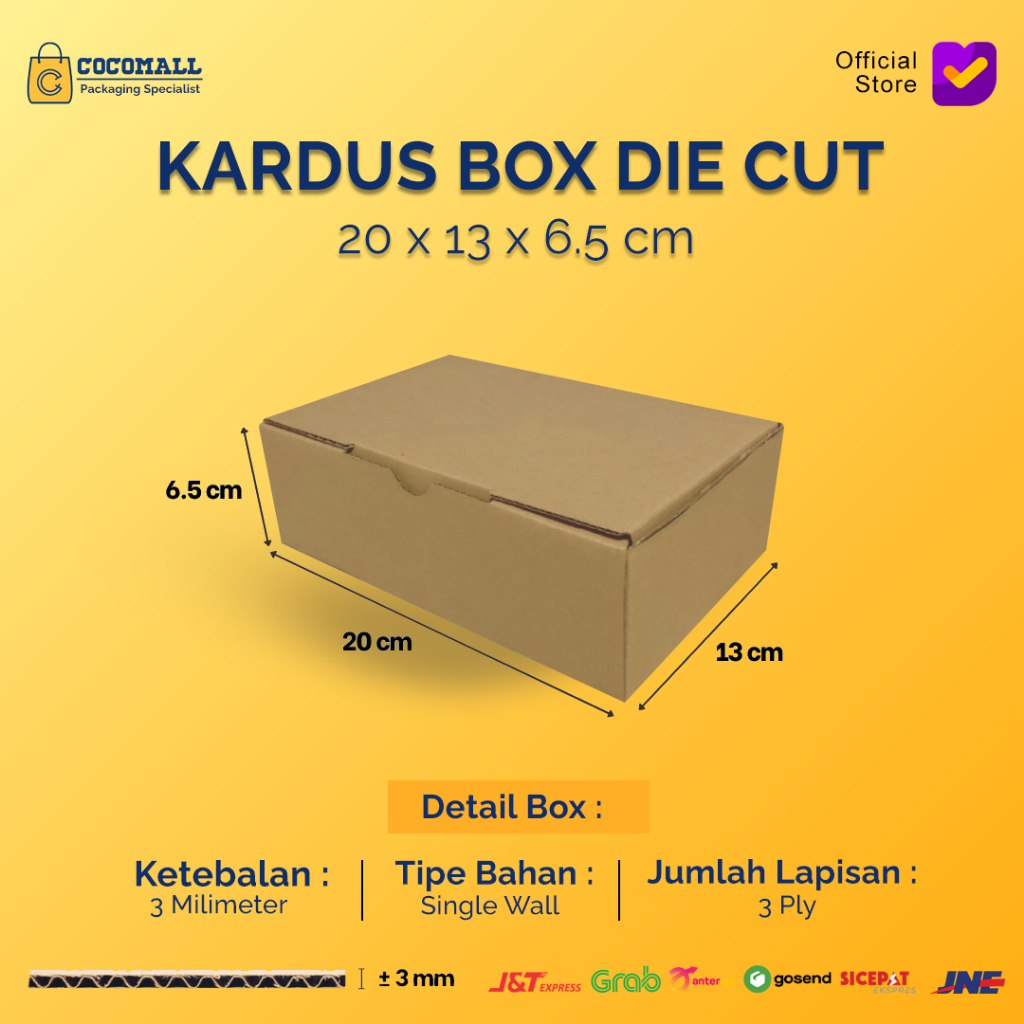 

Kardus Box Die Cut 20x13x6,5 Dus Hampers Baru Polos