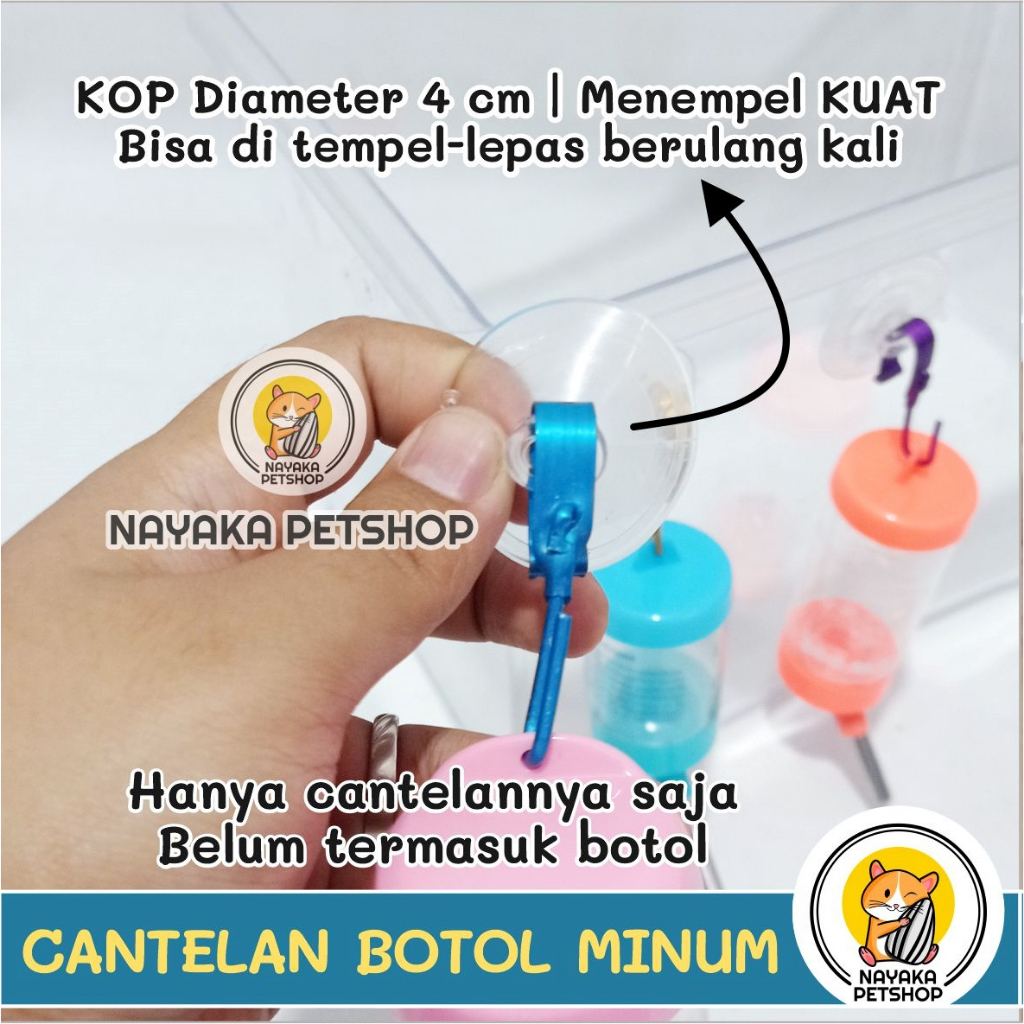 Kop Cantelan Botol Minum Hamster Hook Warna Cantolan Dot Air Wadah Gantungan Aquarium Terarium Akuarium Hewan