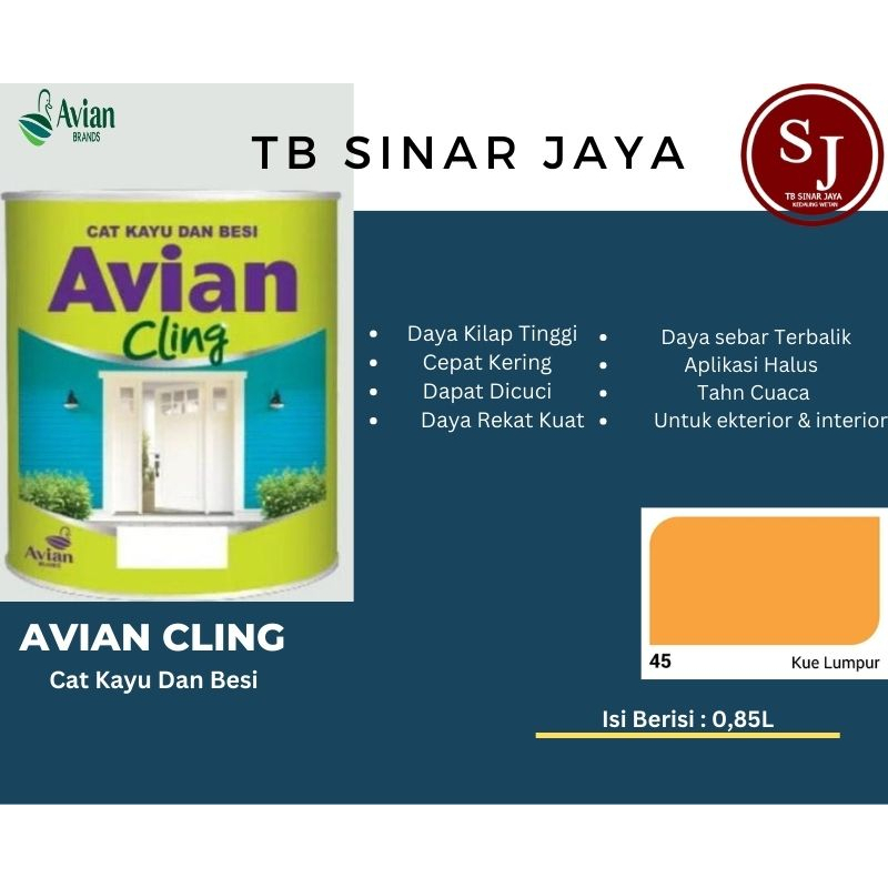 Avian Cling Cat Kayu Besi Pintu Pagar 0,85 Ltr - 45 Kue Lumpur