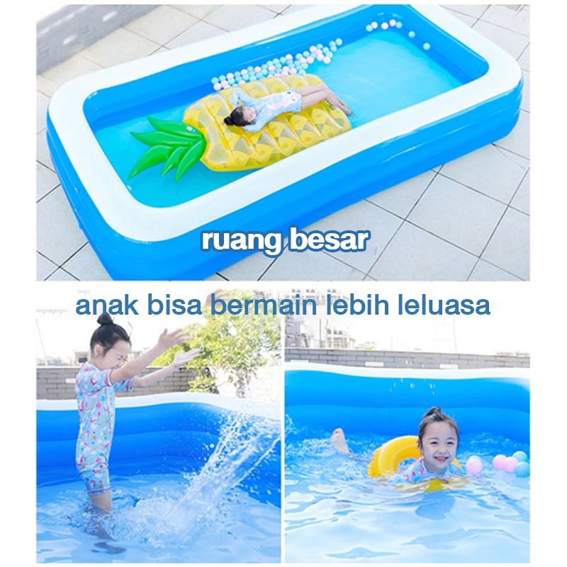 Ready stock✅Bayi Bahagia Kolam Renang Anak Jumbo 3 Meter/Kolam Balon Anak 3 Ring/Kolam Mandi Bola PVC/Balon Kolam Renang Anak  300*180CM/Portable Kolam Anak Lmport/Pool Inflatable 260*160CM 210*130CM 150*100CM/Balon Renang Anak