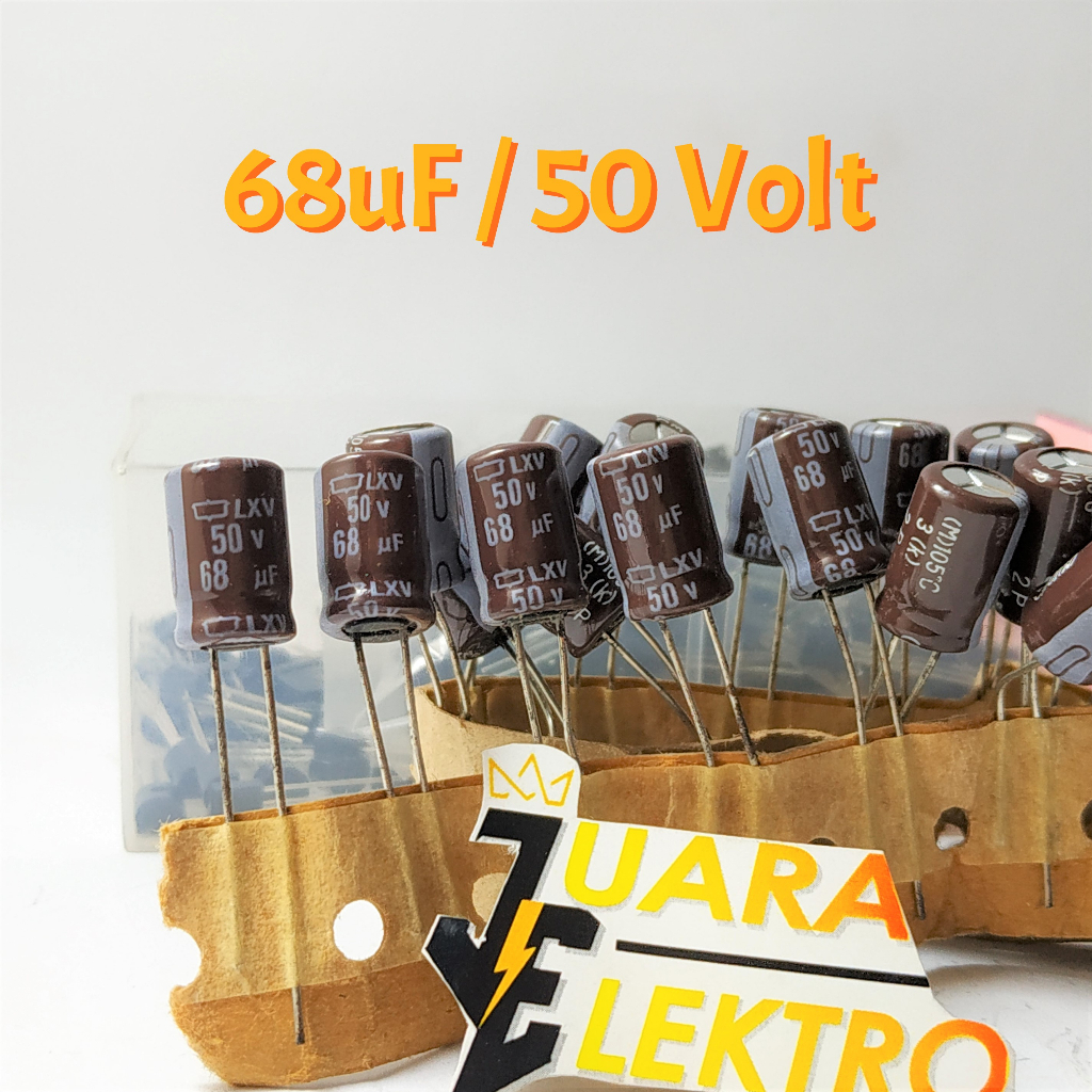 (10 PCS) KAPASITOR ELCO 68uF / 50V ROLL (1 Pcs) | Capasitor Elko 68 uF/50 Volt