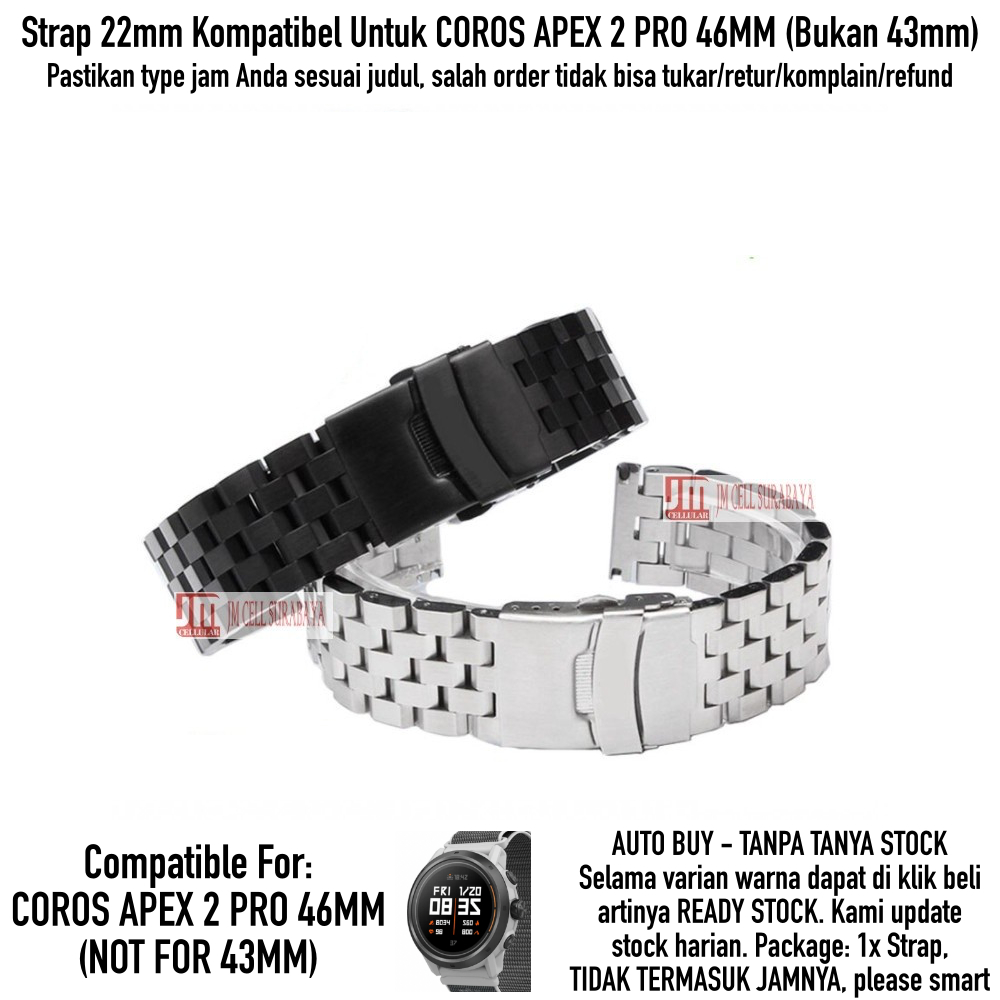 Tali Jam Coros Apex 2 Pro 46mm - Strap 22mm Super Engineer Stainless Steel Quick Release