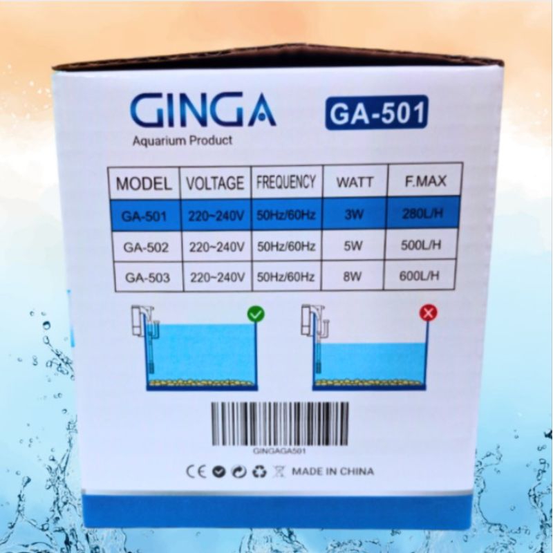 Pompa Aquarium Aquascape Slim Hanging Filter GINGA GA 501