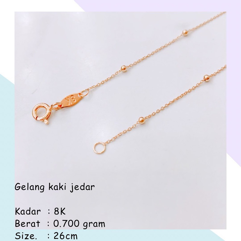 GELANG EMAS KAKI JEDAR 8K 0.700GR