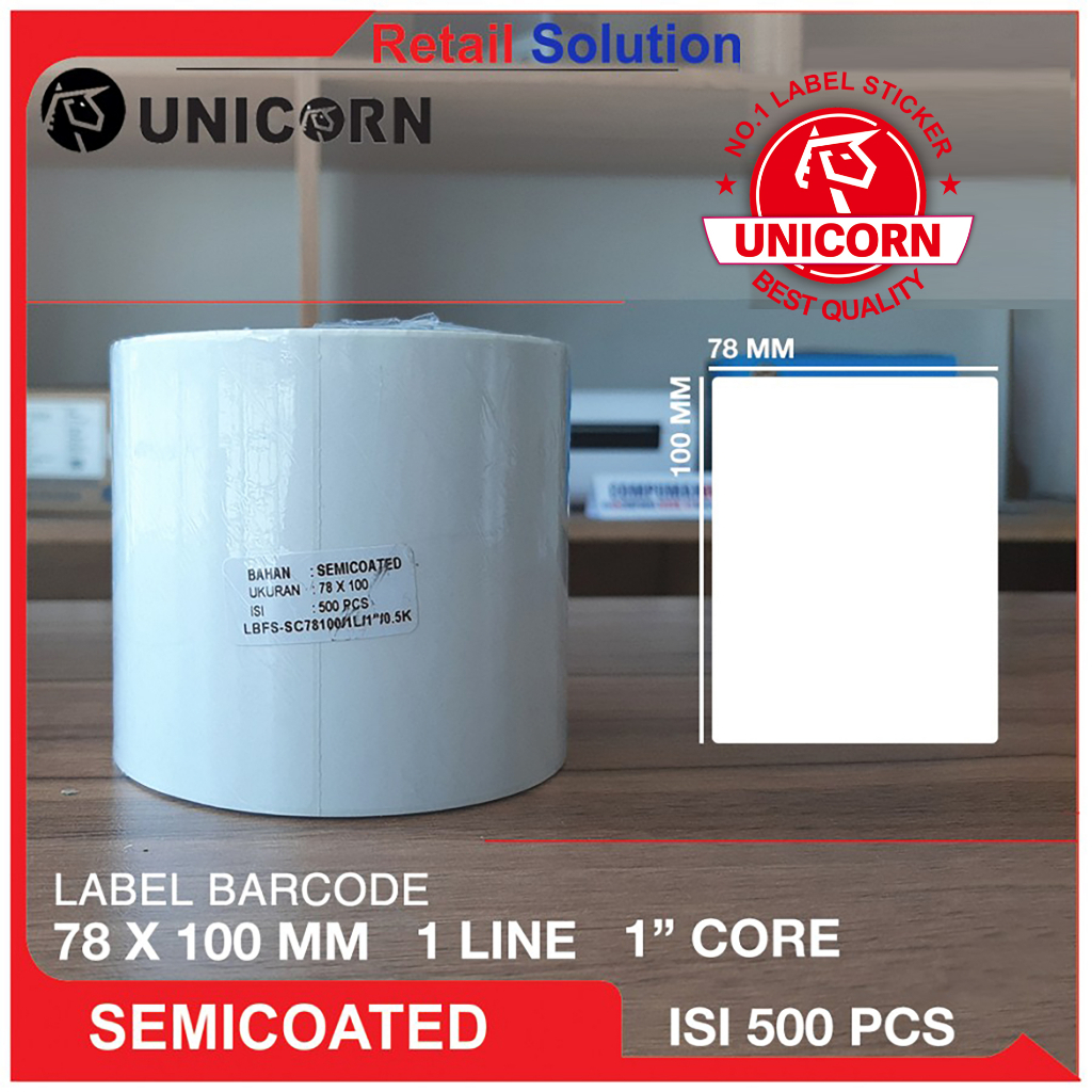 Stiker Label Barcode Semicoat 78x100 mm / 78 x 100 mm / 78x100mm
