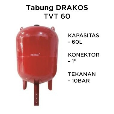 DRAKOS TABUNG MERAH 60 LITER TABUNG AIR DRAKOS TVT 60 10 BAR TABUNG TANDON 60 LITER