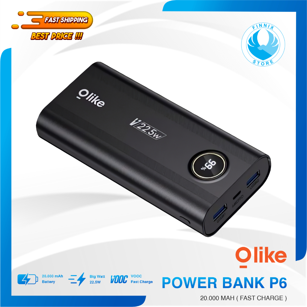 Olike Powerbank P6 20000 mAh Fast Charging 22.5W Display VOOC