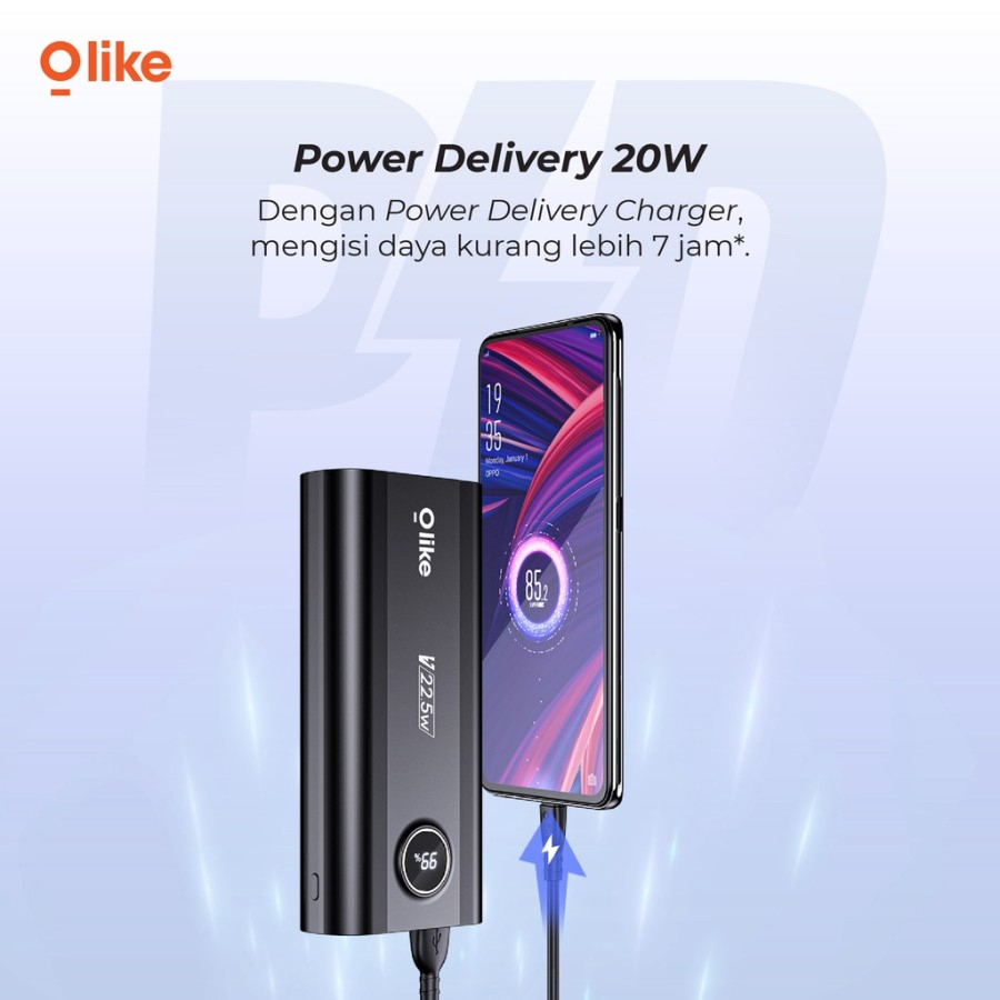 Olike Powerbank P6 20000 mAh Fast Charging 22.5W Display VOOC