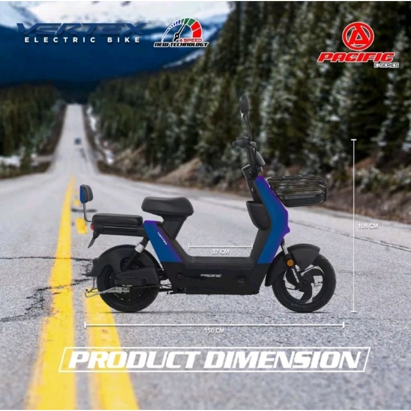 SEPEDA LISTRIK PACIFIC VERTEX 14 x 2.75 650W 48V 20,2AH 4 MODE SPEED MURAH SURABAYA KREDIT CICILAN