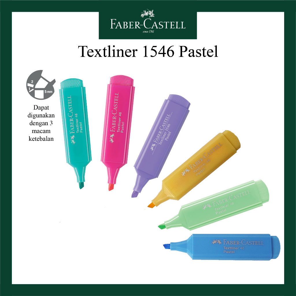 

Textliner Faber Castell 46 Warna Pastel / Highlighter / Textliner 46 Pastel Ink