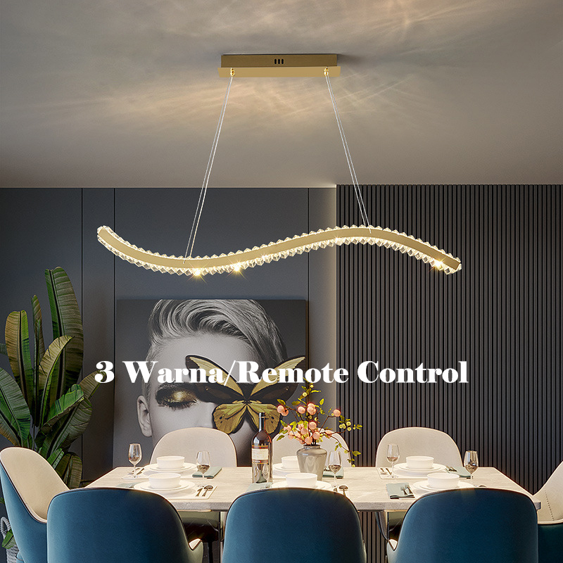 ★3 Warna &amp; Remote &amp; 1m★ Garansi  Lampu Kristal Minimalis 100W Lampu Kristal 1m Remote Control Modern LED Gaya Skandinavia Cocok Untuk Lampu Ruang Makan Ruang Tamu